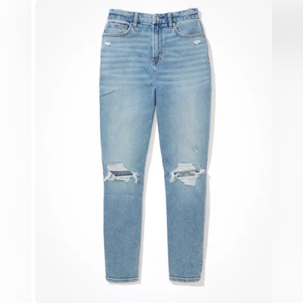 AE Stretch Ripped Curvy Mom Jeans